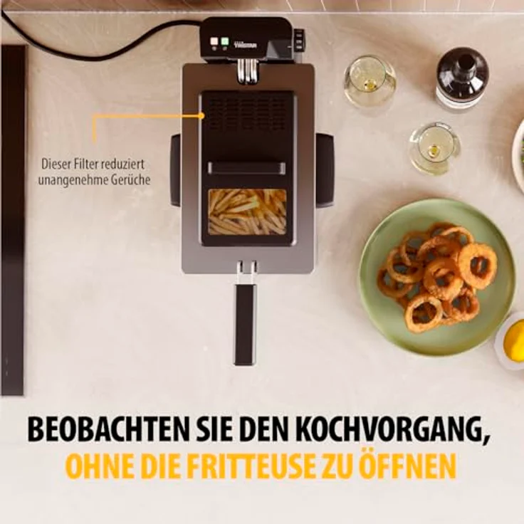 Tristar FR-9327 Fritteuse, 3 Liter, Cool Zone Technologie, verstellbarer Thermostat bis 190°C, spülmaschinenfeste Teile, Sichtfenster, Überhitzungsschutz, kompaktes Design – Bild 3