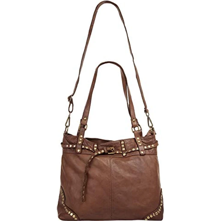 Samantha Look Shopper, echtes Leder, Made in Italy, 26 cm x 33 cm x 12 cm, mit Reißverschluss, abnehmbarer Schultergurt, Nietendetails – Bild 8