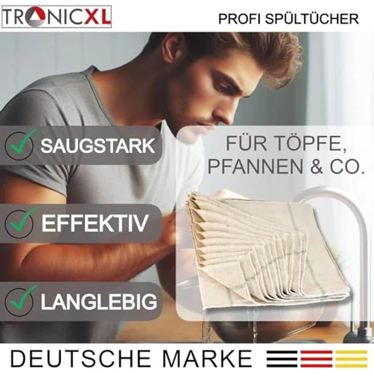 TronicXL 12 Stück Gastro Profi Spültuch Spültücher 40 x 40 Schwamm Tuch Tücher Spülen Putzen – Bild 2