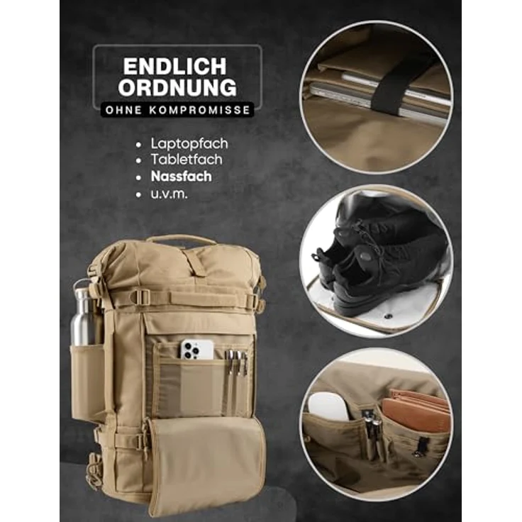 RUGSAK Explorer Reiserucksack Desert Sand – 18-Zoll Laptopfach, Handgepäck, Ergonomisch, Wasserabweisend, Alltag, Reise & Outdoor – Bild 7