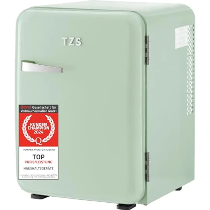 TZS First Austria Minikühlschrank | Retro Design | Einstellbare Kühlleistung | Türgriff | 40L | mint