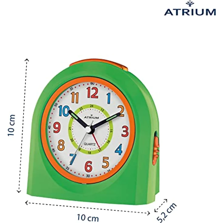 Atrium Kinder Wecker A921-3, Analog Quarz mit Snooze und LED-Nachtlicht, hellgrün-orange – Bild 3