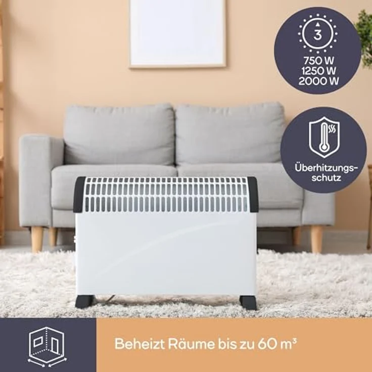 Perel Konvektor Heizkörper Schnellheizer mit Thermostat - Elektro Konvektorenheizung, Konvektor – Bild 7