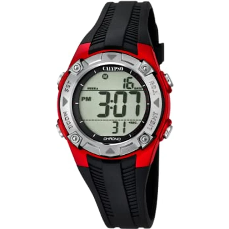 CALYPSO Unisex Chronograph Quarz Uhr mit Silikon Armband K5685/6, Schwarzes Silikon Armband und Stoppfunktion – Bild 1