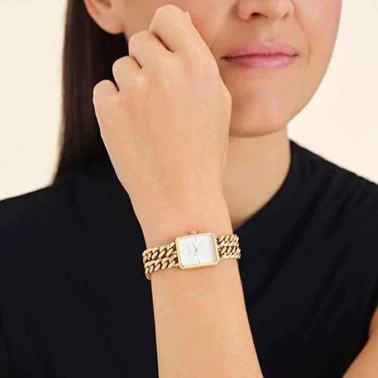 Rosefield Studio Double Chain Gold, Armbanduhr mit Weißem Zifferblatt, 19.5 x 24 mm Goldgehäuse, Wasserdicht bis 3 ATM, Edelstahl – Bild 5
