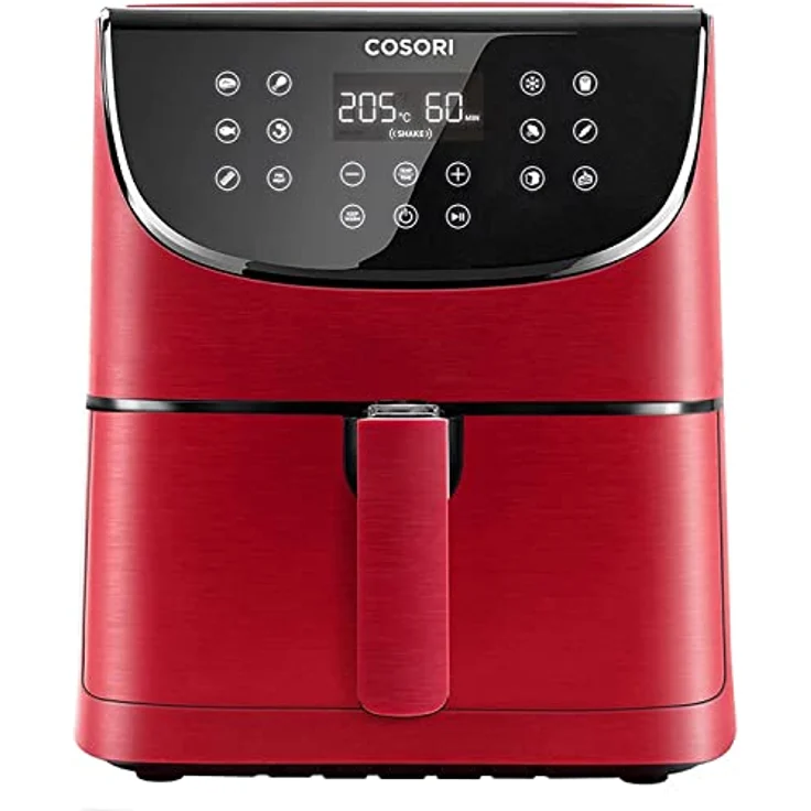 COSORI CP158-AF Heißluftfritteuse, 5,5 Liter Fassungsvermögen, ohne Öl, 1700W, LED-Display, Warmhaltefunktion, Shake-Erinnerung, Kunststoff, rot – Bild 4
