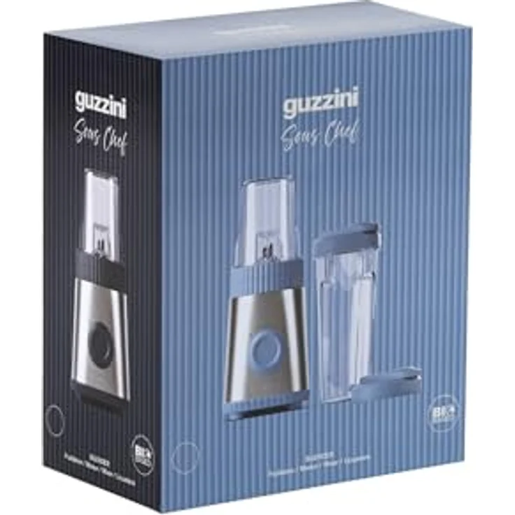 Guzzini Sous Chef, On-The-Go-Standmixer mit Doppelklinge aus Edelstahl, zwei Geschwindigkeiten, Pulse-Funktion, zwei luftdichten Bechern (600 ml und 300 ml), Kompakt, Bio-Basis (Anthrazit) – Bild 5