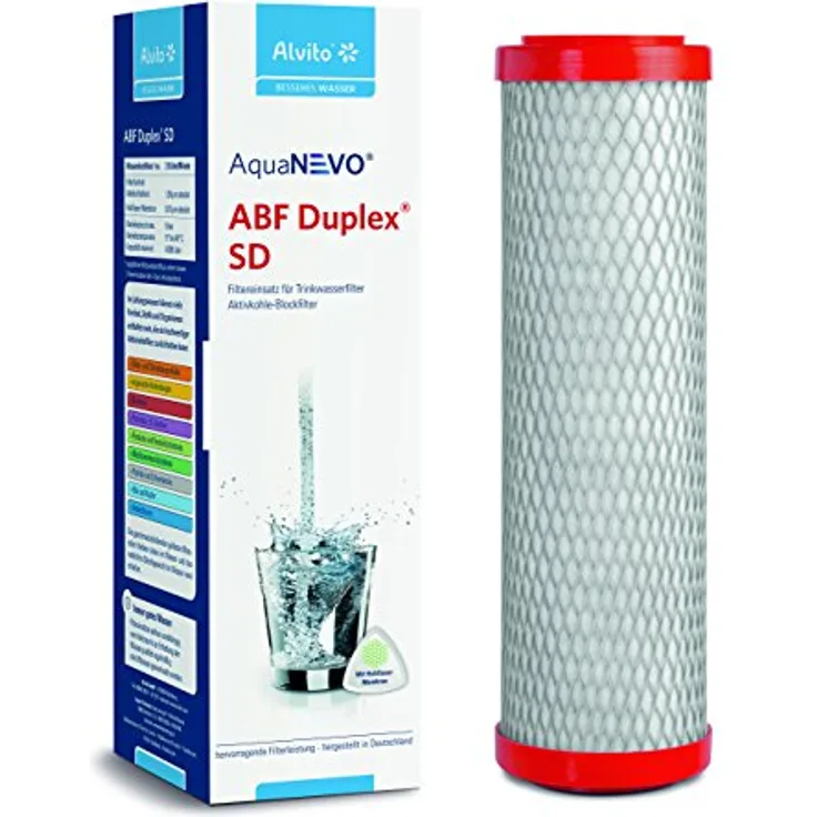 Alvito ABF Duplex SD Wasserfilter, Aktivkohle und Membran mit 0,15 µm Mikrofiltration, hohe Filterkapazität