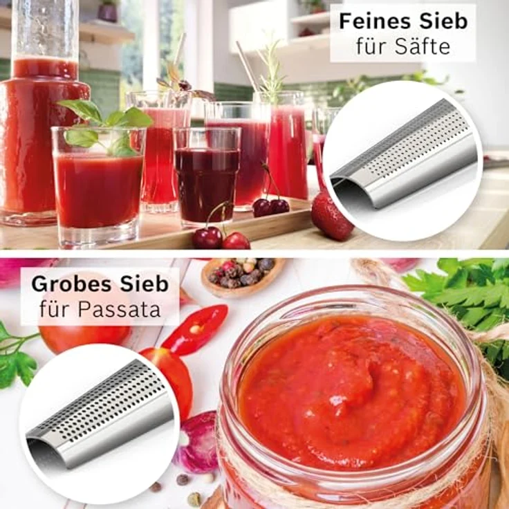 Bosch Saftpresse Zubehör für Fleischwolf Serie 4 und Serie 6, Fruchtpressenaufsatz mit 4 Trommeln – Bild 3
