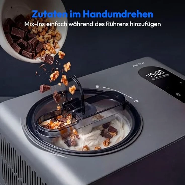 MEDION Eismaschine MD 100087, 1,5 L Kapazität, kein Vorkühlen notwendig, LED-Display mit Sensor-Touch, Programme für Eiscreme, Slush und Joghurt – Bild 5
