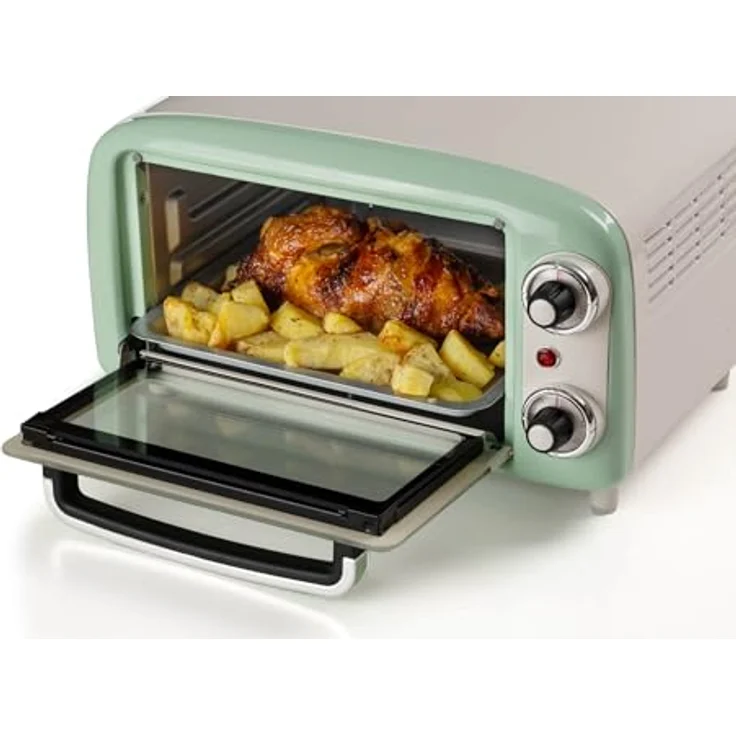 Ariete 3919 Vintage Minibackofen, 10 L, bis 230°C, 60-Minuten-Timer, Edelstahl-Grill, 800W, Grün – Bild 5