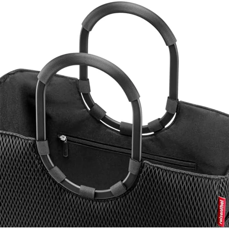 reisenthel loopshopper L mesh black, Einkaufstasche mit 25 l Volumen, schwarz, wasserabweisend, mit Innentasche und Aluminiumgriffen – Bild 3