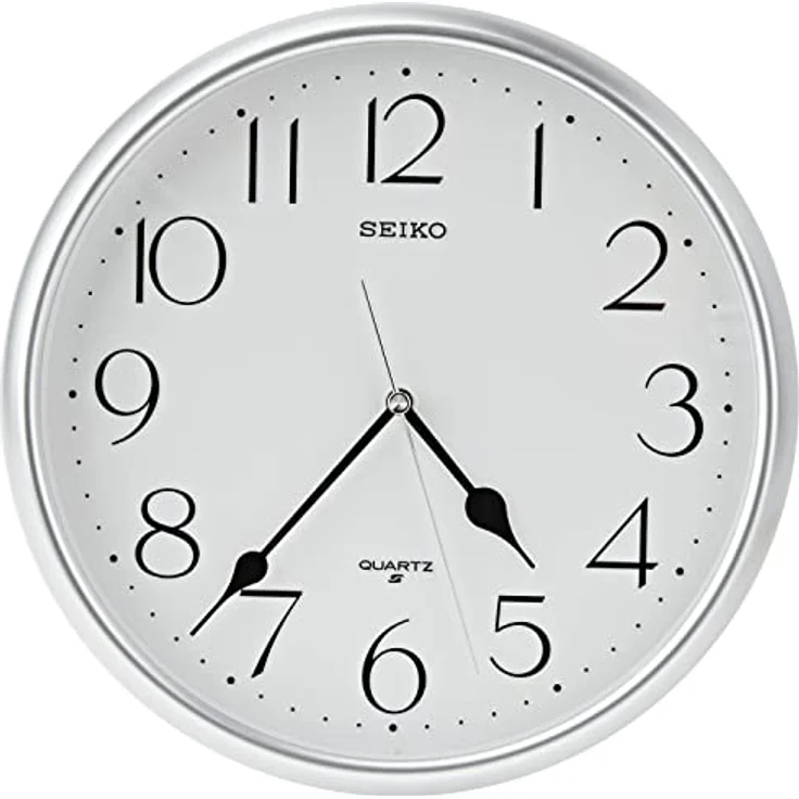 Seiko Wanduhr QXA747S, silberne Kunststoffuhr mit 24 cm Durchmesser und antihaftbeschichtetem Aluminium – Bild 2