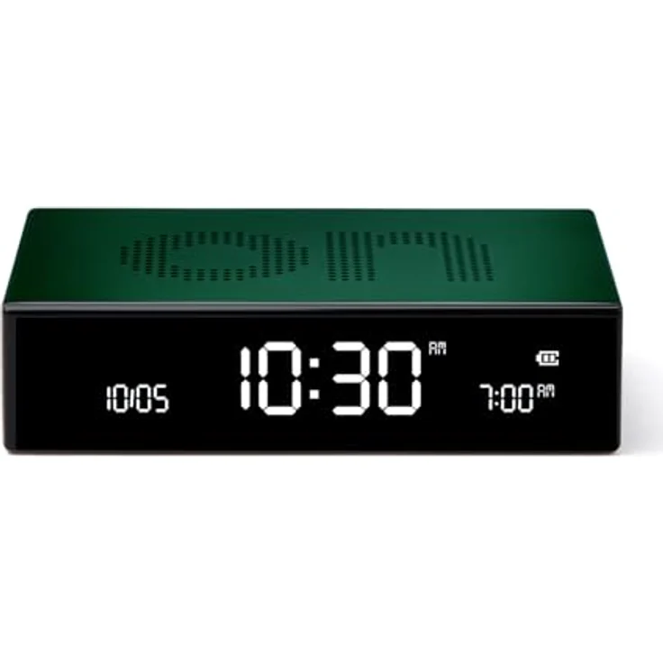 Lexon FLIP Premium LCD-Wecker, akustischer Sensor und Schlummerfunktion, dunkelgrün – Bild 1