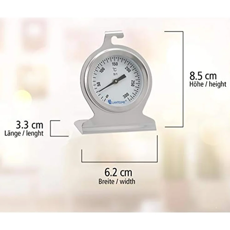 Lantelme Backofenthermometer 300 Grad Edelstahl Rostfrei zum Aufhängen und hinstellen Backofen Thermometer analog 5843 – Bild 4