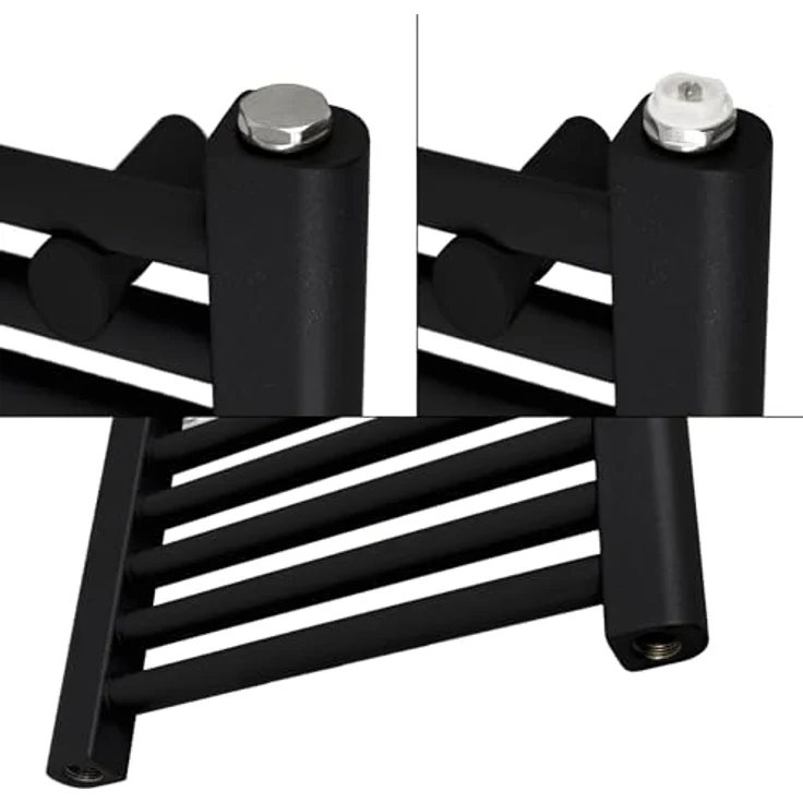 LuxeBath Badheizkörper Sahara 300x800 mm, Design Heizkörper in Schwarz matt, Handtuchwärmer mit Seitenanschluss, Badezimmer Heizung, langlebig und einfach zu montieren – Bild 3