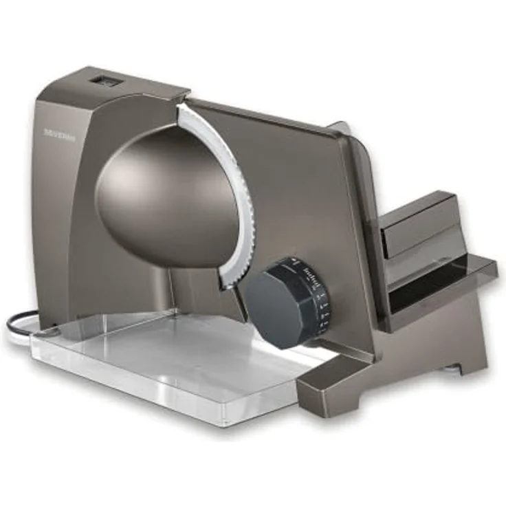Severin Allesschneider, kompakte Brotschneidemaschine mit stufenlos einstellbarer Schnittstärke bis 23 mm, Dark Inox – Bild 1