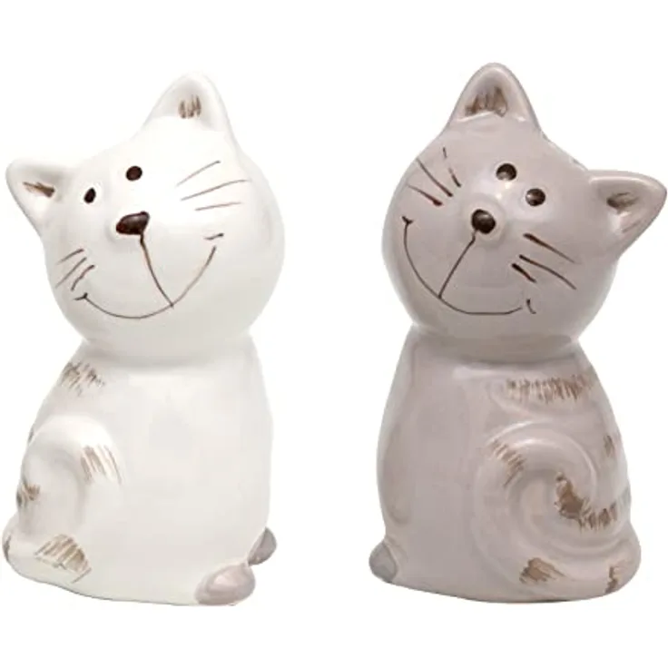 Dekohelden24 2er Set Keramik Salz-/ Pfefferstreuer/Gewürzstreuer als Katzen, Maße ca. 7 x 6 x 7 cm., HW-KR26 - Preisvergleich