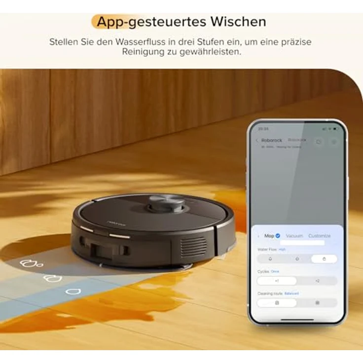 Roborock Q7 M5 Saugroboter mit Wischfunktion, 10.000Pa Saugkraft, LiDAR Navigation, 150Min Laufzeit, Dual Anti-Tangle-System, APP Steuerung (Schwarz) – Bild 5