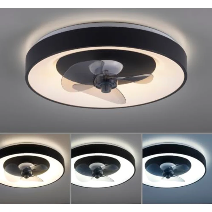 Just Light Venika LED Deckenlampe mit Deckenventilator, Fernbedienung, warmweiß-kaltweiß, schwarz, Timer und Memoryfunktion – Bild 4