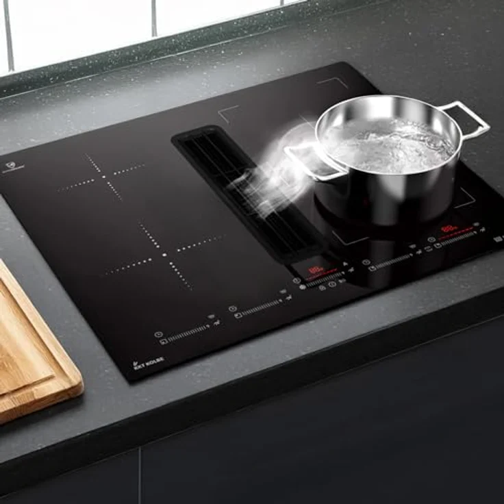 KKT KOLBE IND600DRAFT, Induktionskochfeld mit integriertem Dunstabzug, 60 cm, 7,4 kW, 4 Zonen, 9 Stufen, rahmenlos, 638 cbm/h – Bild 2