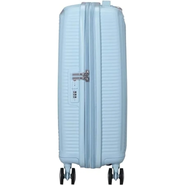 American Tourister Soundbox Spinner 55/20 TSA EXP Trolley, leichtgewichtiger Koffer in Pastel Blue mit großem Hauptfach – Bild 3