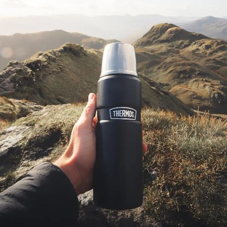 Kleine King Thermos-Kanne grau, aus Edelstahl, hält heiß oder kalt, 470 ml – Bild 7