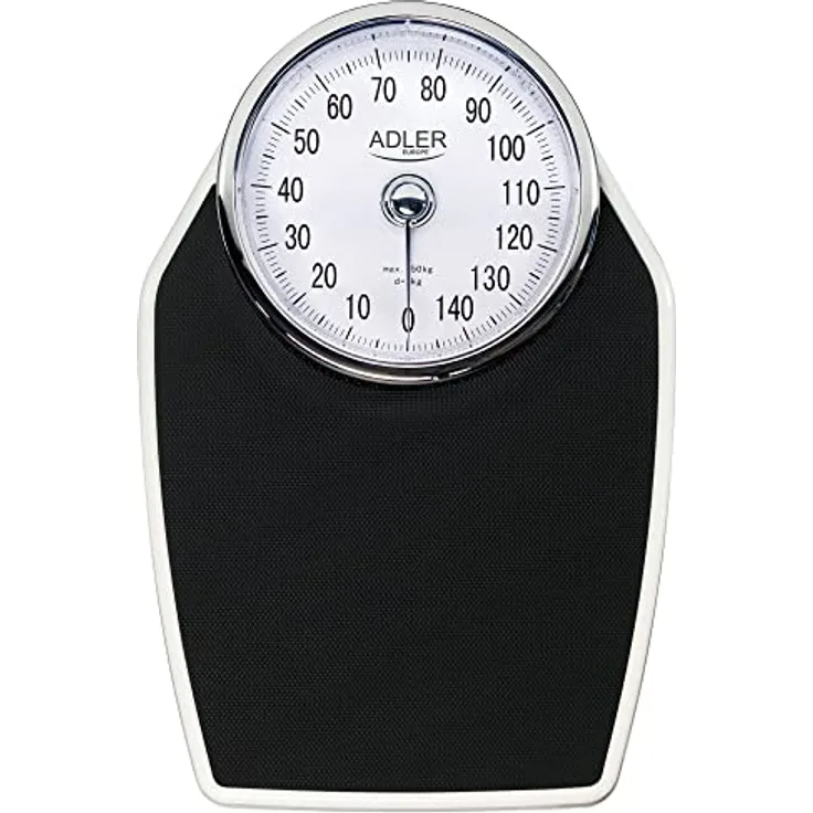 Adler AD8177 Mechanische Personenwaage bis zu 150kg, Analoge Badezimmerwaage hohe Genauigkeit, Anti-Rutsch-Oberfläche, Nicht-Digital, Einfach zu Bedienen, ohne Batterien