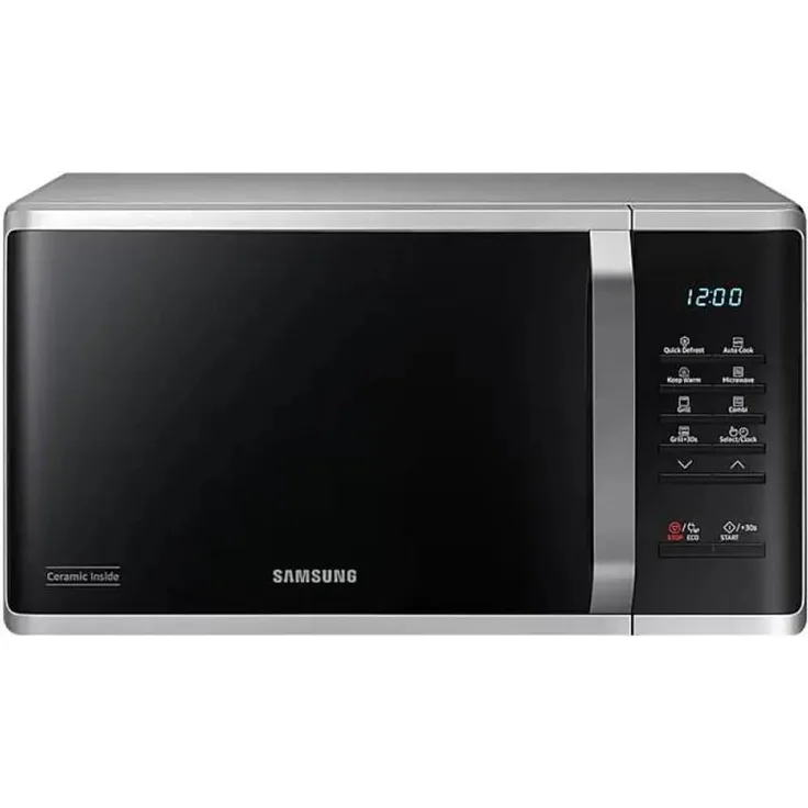 Samsung MG23K3523AS Mikrowelle mit Grill, Keramik Innenraum, Auto-Menü und Browning Plus Funktion, Edelstahl
