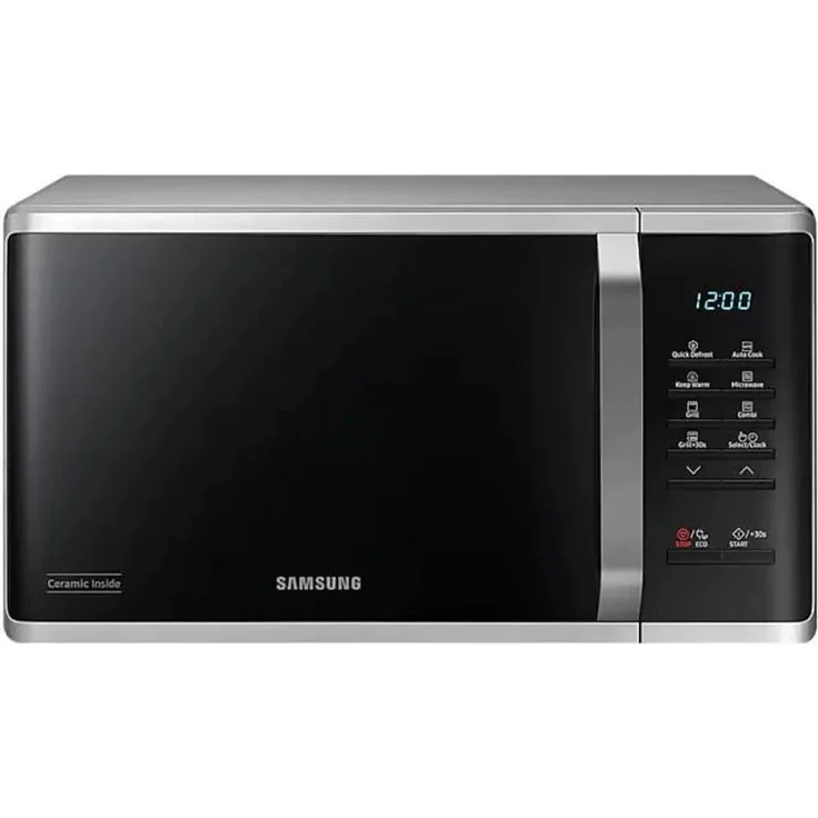 Samsung MG23K3523AS Mikrowelle mit Grill, Keramik Innenraum, Auto-Menü und Browning Plus Funktion, Edelstahl