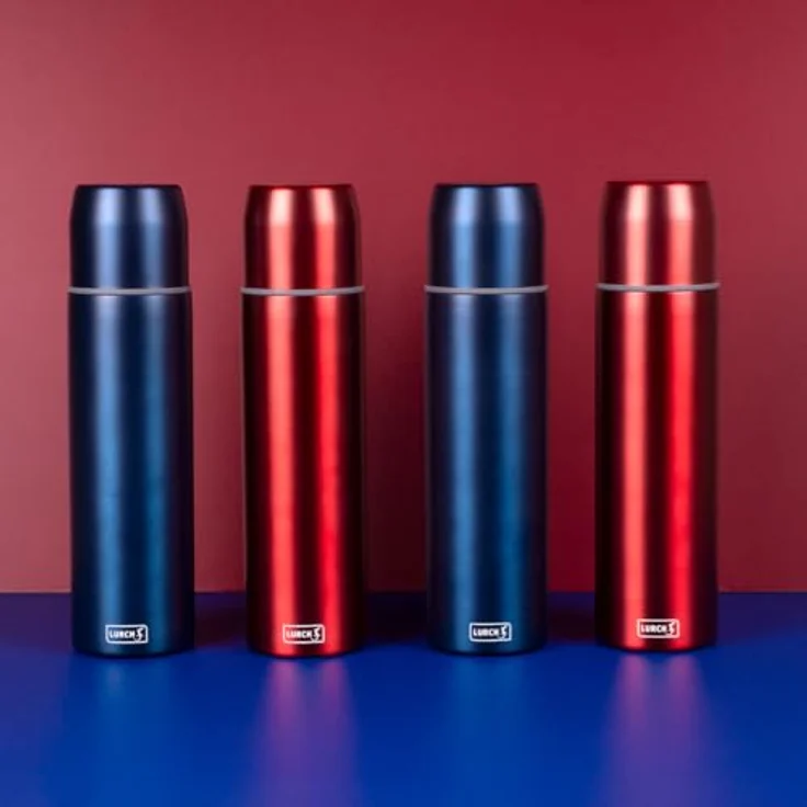 Lurch Isolierflasche 0,75l, doppelwandiger Edelstahl mit Becher, 100 % auslaufsicher, denim blue II – Bild 5