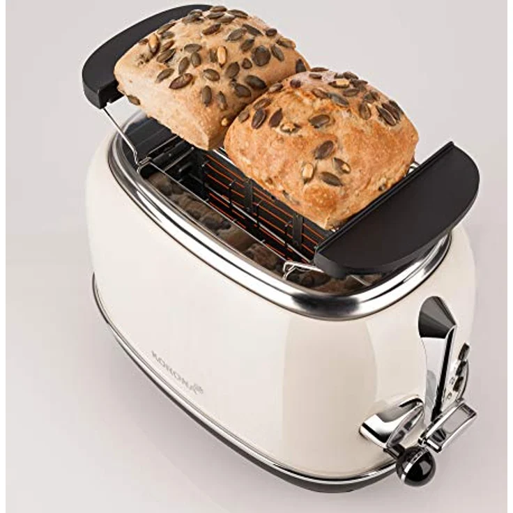 Korona 21666 Toaster, 2 Scheiben, Creme, Röstgrad-Anzeige, auftauen, rösten, aufwärmen, 810 Watt, Brötchen-Aufsatz, Krümel-Schublade, Brotscheiben-Zentrierung – Bild 5