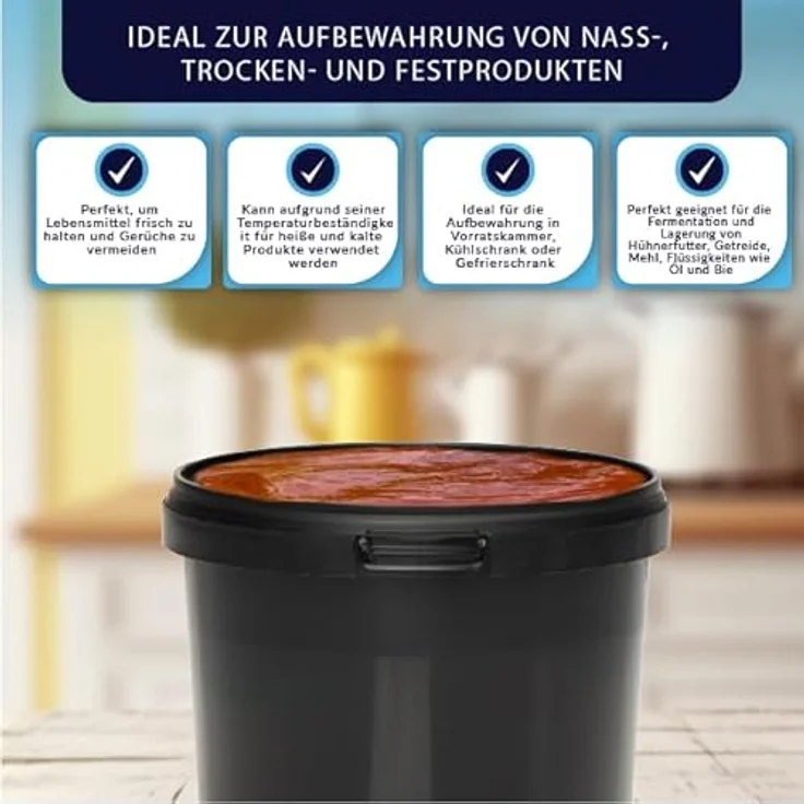 BenBow Eimer mit Deckel 0,5L Schwarz BSR- luftdicht Lebensmittelecht BRC- auslaufsicher – Bild 3