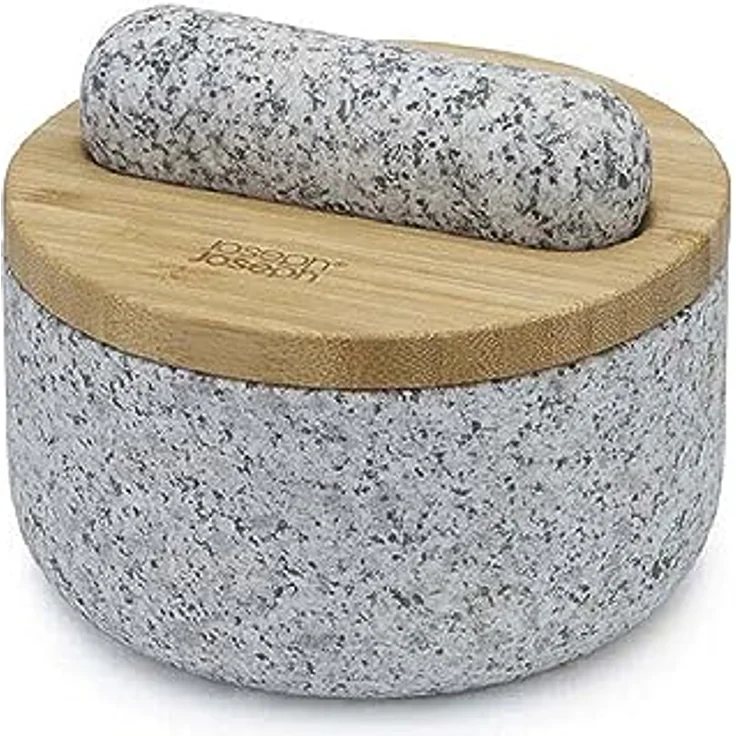 Joseph Joseph Mörser Dash, (Set, 3-tlg), aus Granit mit Bambusdeckel, stilvolles Design mit multifunktionalem Bambusdeckel – Bild 2