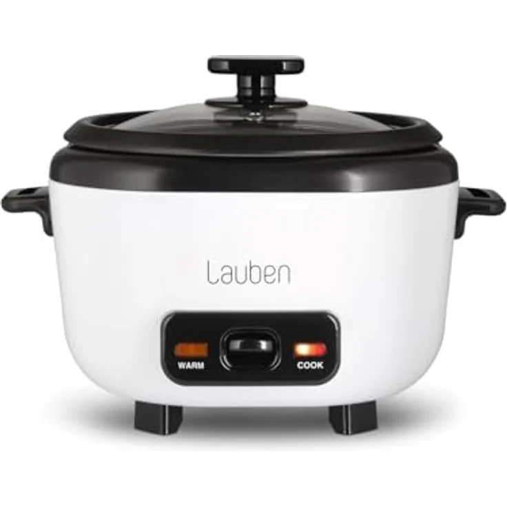 Lauben Rice Cooker Square 1000WB, Reiskocher mit 1 l Fassungsvermögen, 400 W Leistung, Keep-Warm-Funktion, Anti-Haft-Beschichtung und Cool Touch Technologie