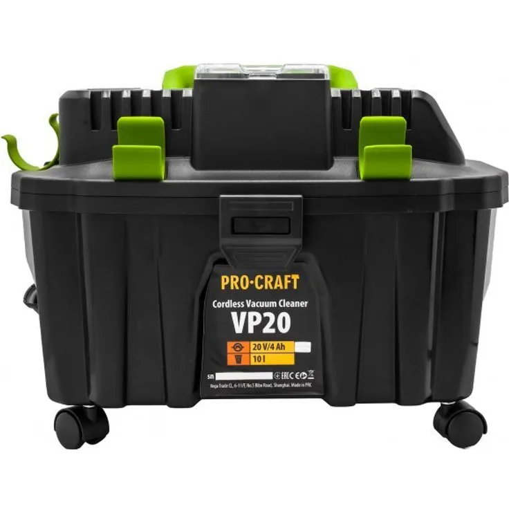 PROCRAFT Akku-Industriestaubsauger VP20, Nass- und Trockensauger mit 20 V Akkuspannung, flexibler Saugschlauch und Düsen