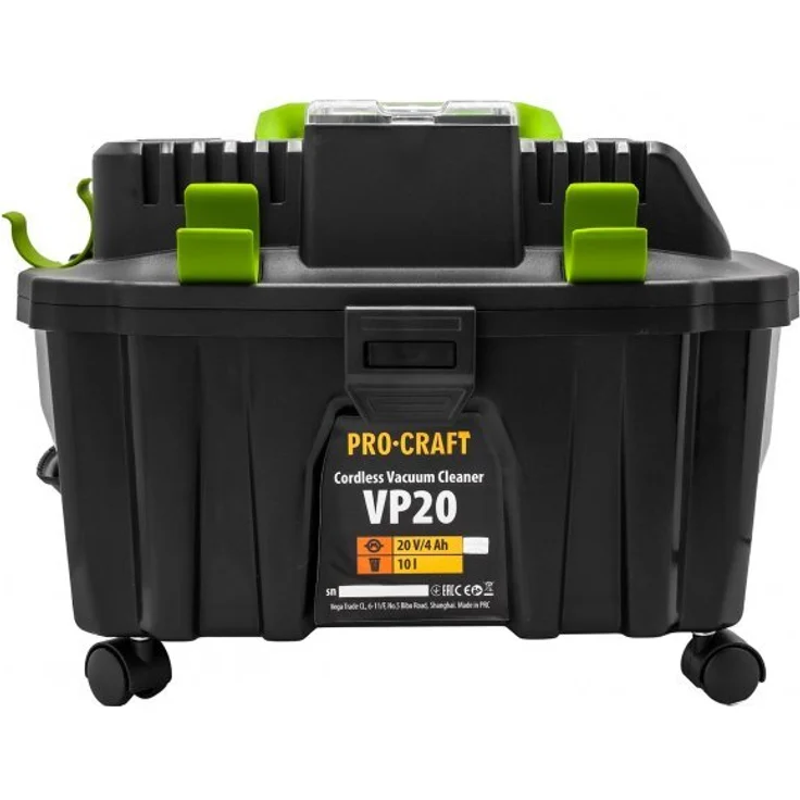 PROCRAFT Akku-Industriestaubsauger VP20, Nass- und Trockensauger mit 20 V Akkuspannung, flexibler Saugschlauch und Düsen