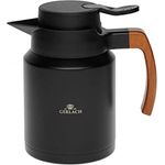Gerlach Natur Isolierkanne Thermoskanne 1,2 L Thermo-Teekanne Kaffeekanne Aus Edelstahl Kanne Für Kaffee Tee Unterwegs Outdoor Hält 12 Stunden Heiß 6 Stunden Kalt Schwarz