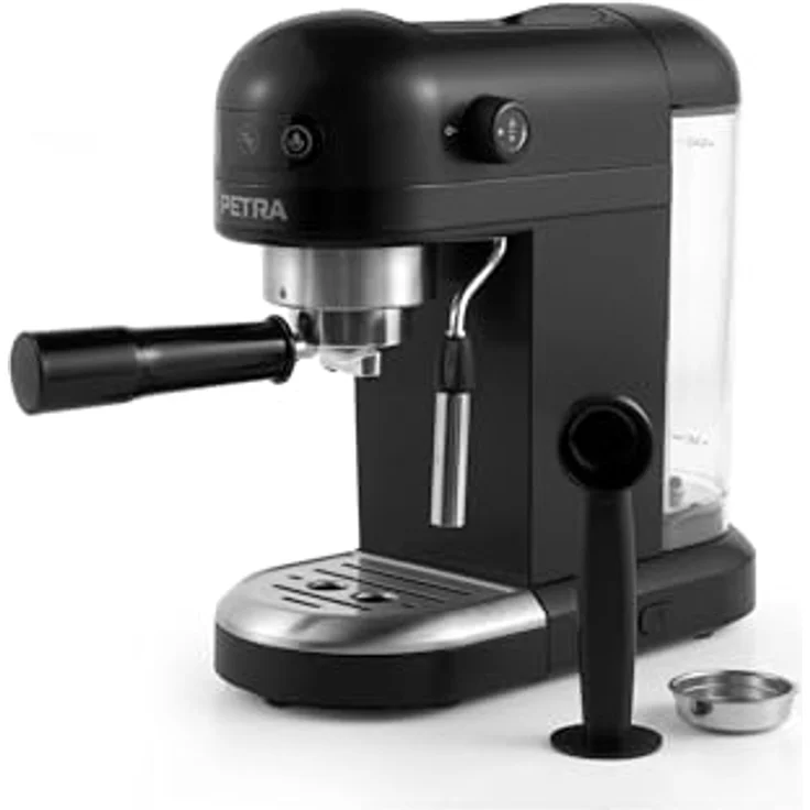 Petra PT5240BVDE Espresso Machine, Siebträgermaschine mit 15 bar Druckpumpe und Milchaufschäumer, Schwarz – Bild 10