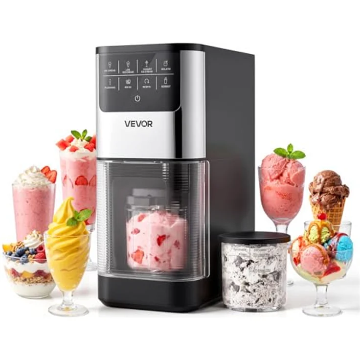 VEVOR Eismaschine 7-in-1, Gelato, Sorbet, Milchshake, Frozen Yogurt & Light-Eiscreme, mit Ein-Knopf-Funktion, doppelten 0,5-Liter-Bechern, spülmaschinenfest, glatte cremige Textur – Bild 1