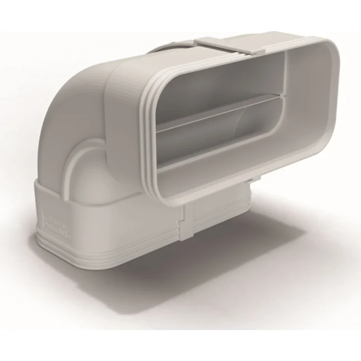Airtec Flachkanal 175x80 mm, Rohrbogen 90° senkrecht, Muffe beidseitig, weiß