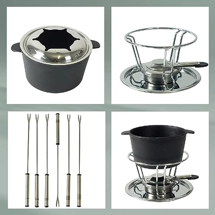 kela Fondue-Set Comore Gusseisen schwarz 19,5cm 20cmØ, 20x20x19,5 cm – Bild 5