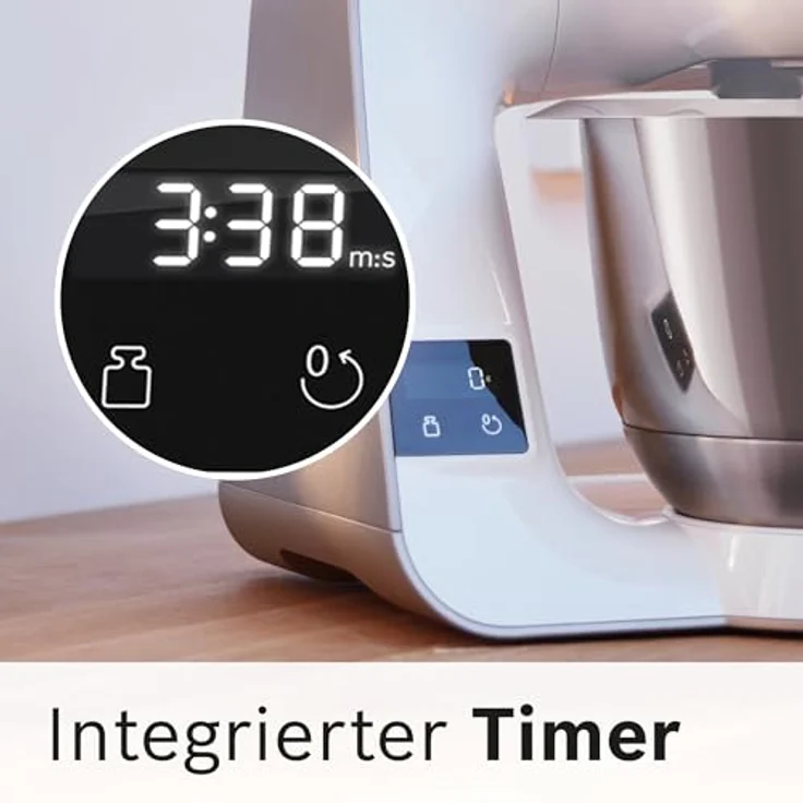 BOSCH Küchenmaschine Serie 4 MUM5XL74, 1000 W, integrierte Waage, 9,4 l Edelstahlschüssel, Mixer, Weiß, mit Fleischwolf und Würfelschneider – Bild 5