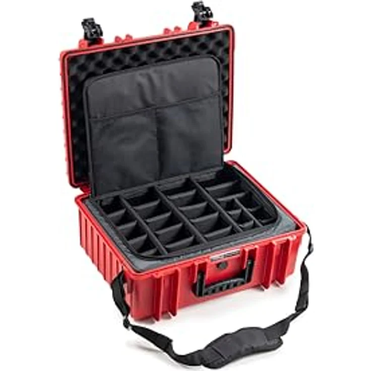 B&W International B&W Transportkoffer Outdoor Typ 6000 - Rot - mit Fototasche - wasserdicht nach IP67 Zertifizierung, staubdicht, bruchsicher und unverwüstlich – Bild 1
