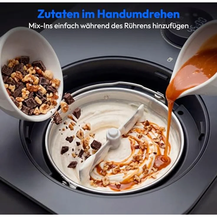 MEDION Eismaschine MD 16740, 1 L Kapazität, kein Vorkühlen notwendig, LED-Display mit Sensor-Touch, entnehmbarer Aluminium-Eisbehälter – Bild 5