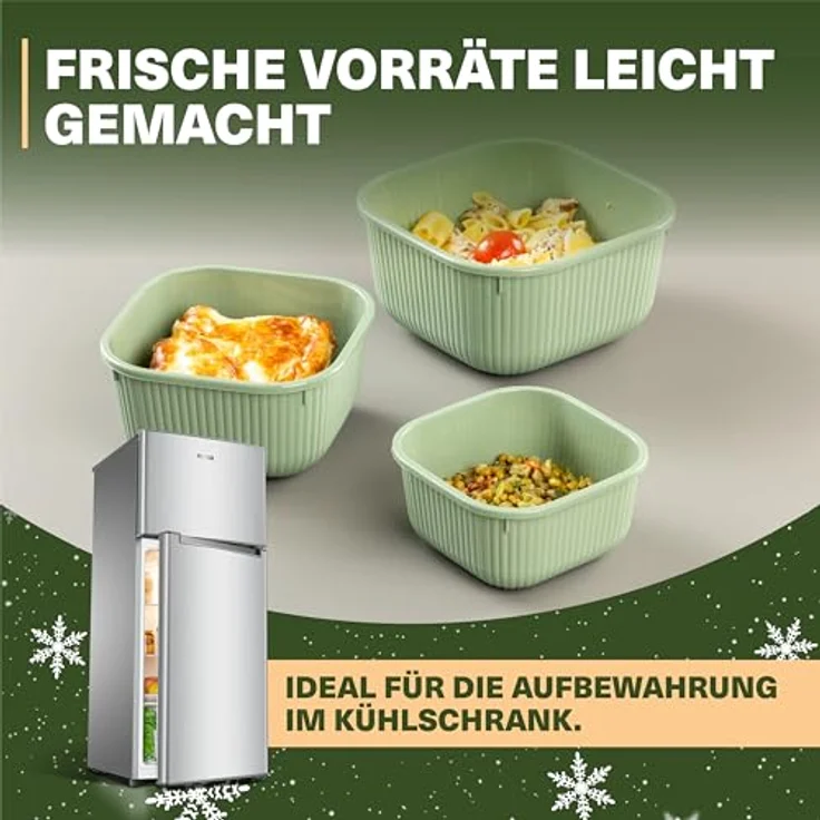 VIWARES Frischhaltedosen 3er Set mit transparentem Ventildeckel, stapelbar, BPA-frei, mikrowellen- und kühlschrankgeeignet, 3 Größen (600ml/1100ml/1800ml) – Bild 8