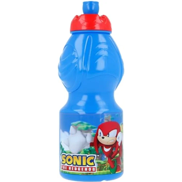 Tinisu Trinkflasche Sonic the Hedgehog, Plastikflasche 400 ml mit Motiv Sonic, Knuckles und Tails, blau – Bild 3