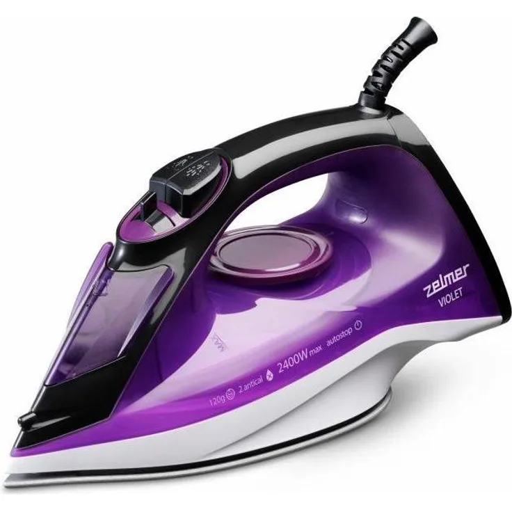 Zelmer ZIR1515 Violet, Dampfbügeleisen mit 2400 Watt, keramischer Sohle und vertikaler Dampffunktion, Violett