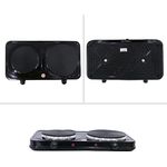 Melko Doppelkochplatte elektrisch Kochfeld ideal für Camping, Küche oder Büro, Herdplatte groß 18,5 cm und klein 15,5 cm einzeln regelbare 5 Heizstufen, 2500 Watt Leistung, Schwarz