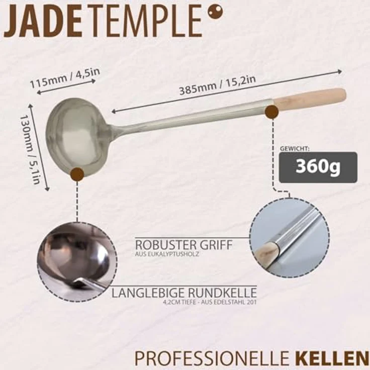 JADE TEMPLE 17062 Schöpfkelle für Wok, rund,silber 8 x 47 x 13 cm – Bild 4